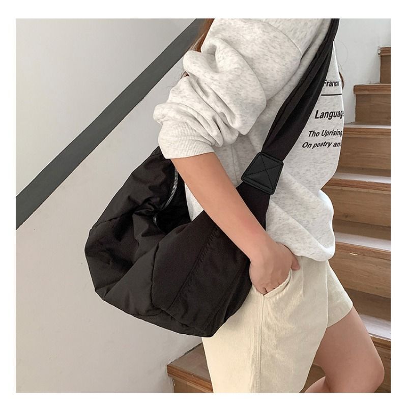 Borsa a tracolla da donna in nylon, grande capacità, tracolla larga, casual, alla moda, vari colori_voghion.com