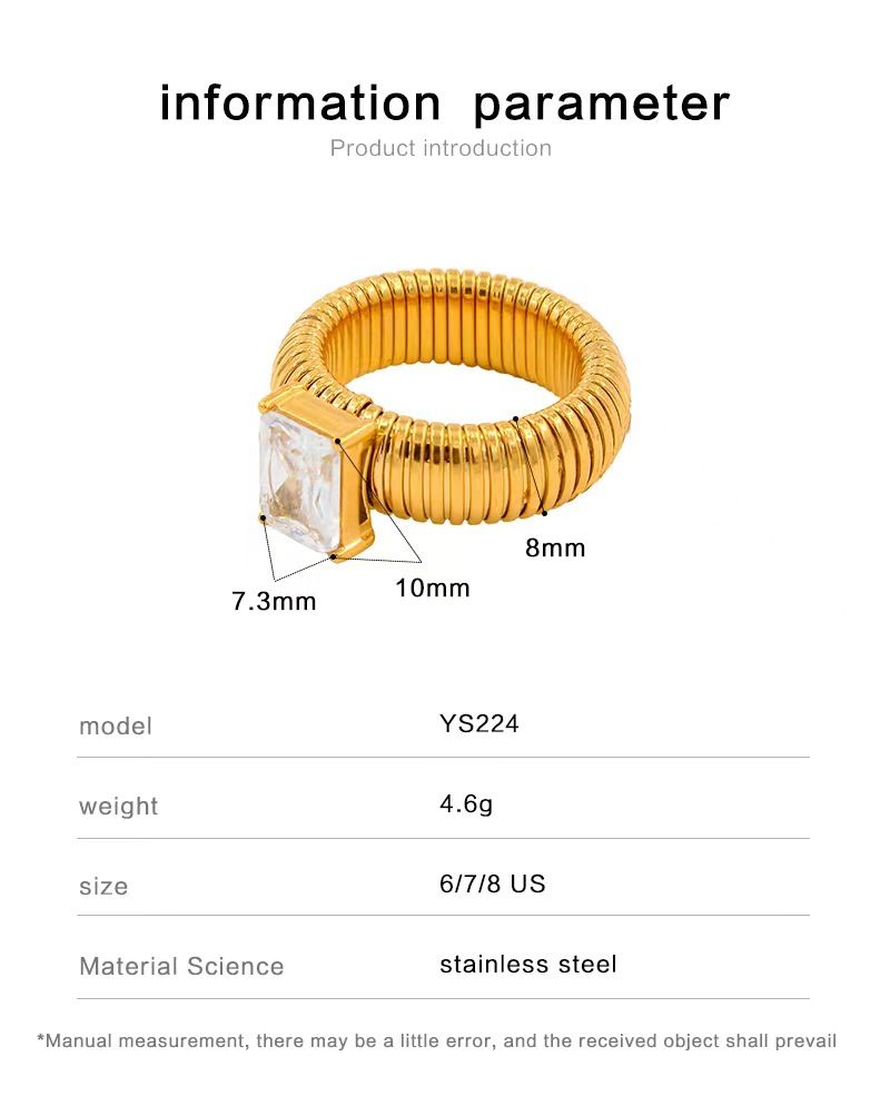 Bague en acier inoxydable pour femme, anneau élastique faible, couleur incrustée de zircons, anneau en acier titane, simple_voghion.com