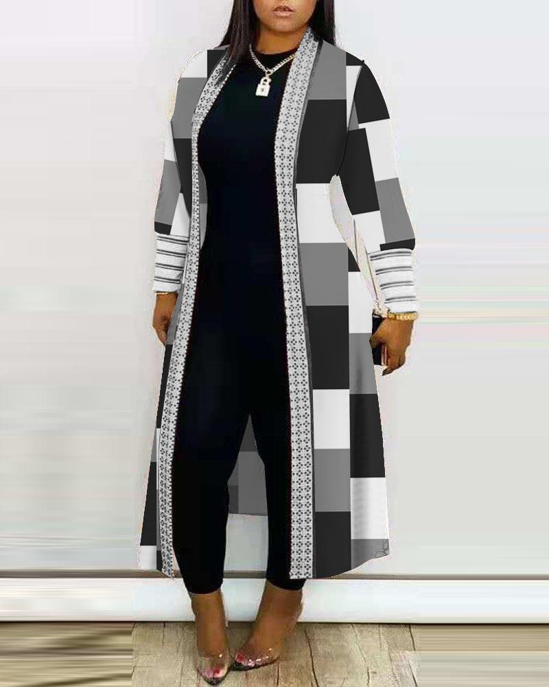 Damrock långärmad patchwork lös pendlartrenchcoat_voghion.com