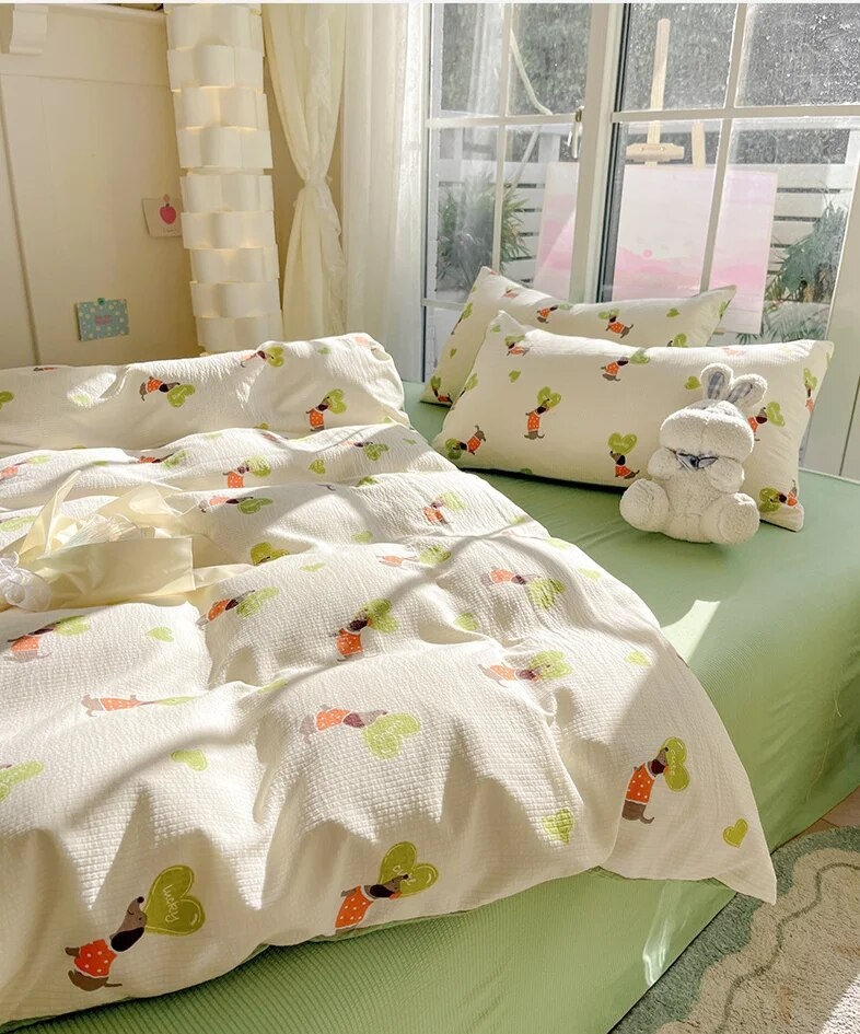 Drap de lit en coton Super doux, classe A, nuage de bulles, quatre Ins, couette de dortoir, dessin animé, ensemble de trois articles de literie 4_voghion.com
