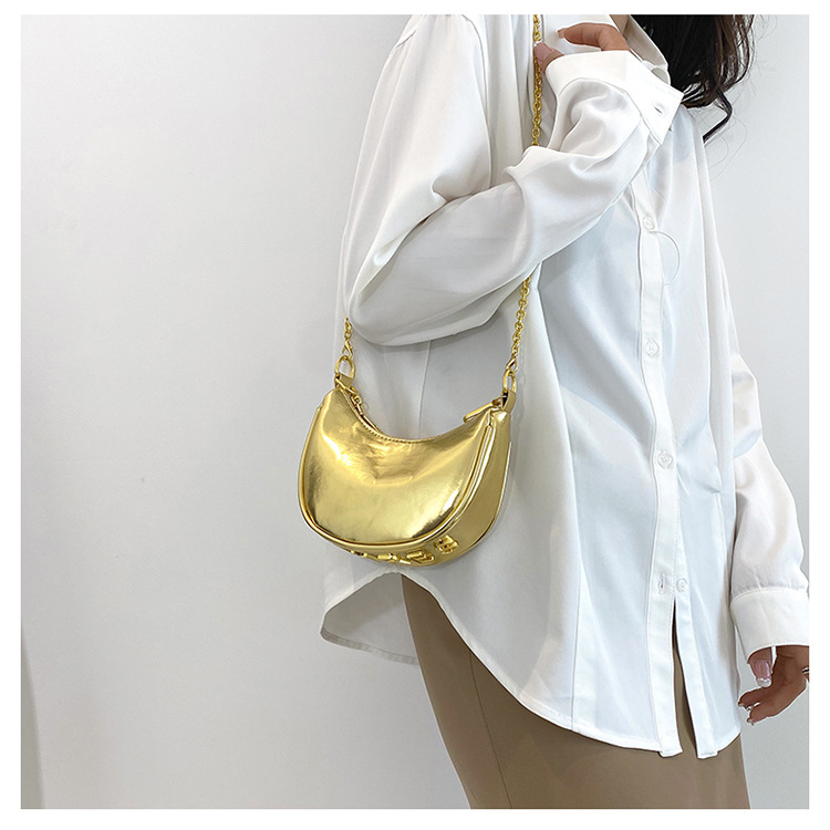French Semicircular Niche Design Handbag for Women 2024 New High-end Mirror Chain Shoulder Bag Versatile Crossbody Bag_voghion.com
