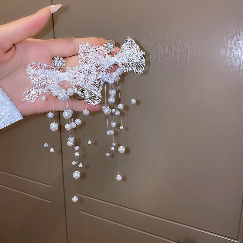 Orecchini Silver Needle, freschi e dolci fiori, stile nuova vacanza estiva, orecchini di lusso leggeri di Instagram coreano_voghion.com