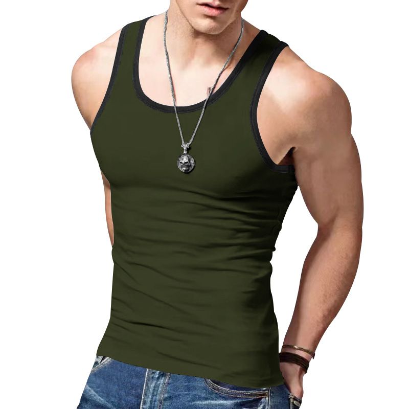 Chaleco deportivo informal de verano para hombre, ajustado, con colores básicos a juego, estilo europeo y americano._voghion.com