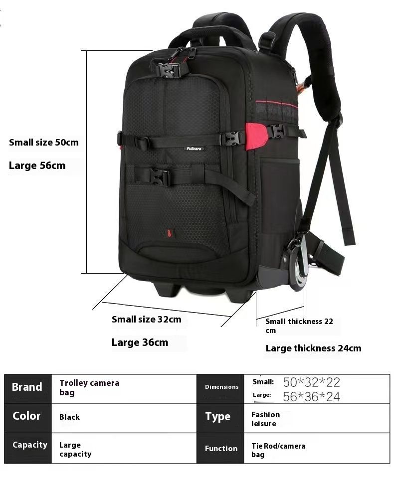 Camera Bag Waterproof Professional DSLR Suitcase Bag Video Photo Digital Camera Trolley Backpack On Wheels_voghion.com