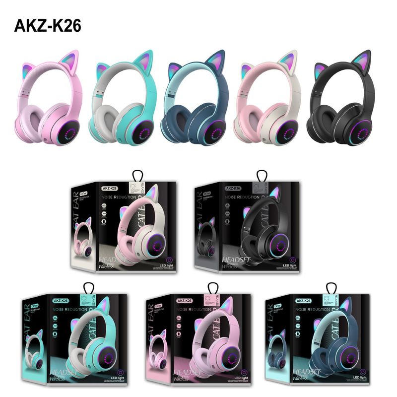 Cuffia Bluetooth per e-sport senza fili, cuffie da gioco per computer con orecchie di gatto femmina ad alta bellezza (pane a forma di orecchie di gatto al vapore)_voghion.com