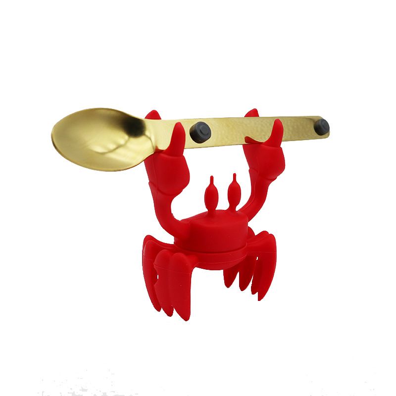 Red Crab Silikon-Besteckhalter, Herd-Silikon-Löffelhalter, hitzebeständiger Halter, rutschfester Löffelhalter, Herd-Dampfablass_voghion.com