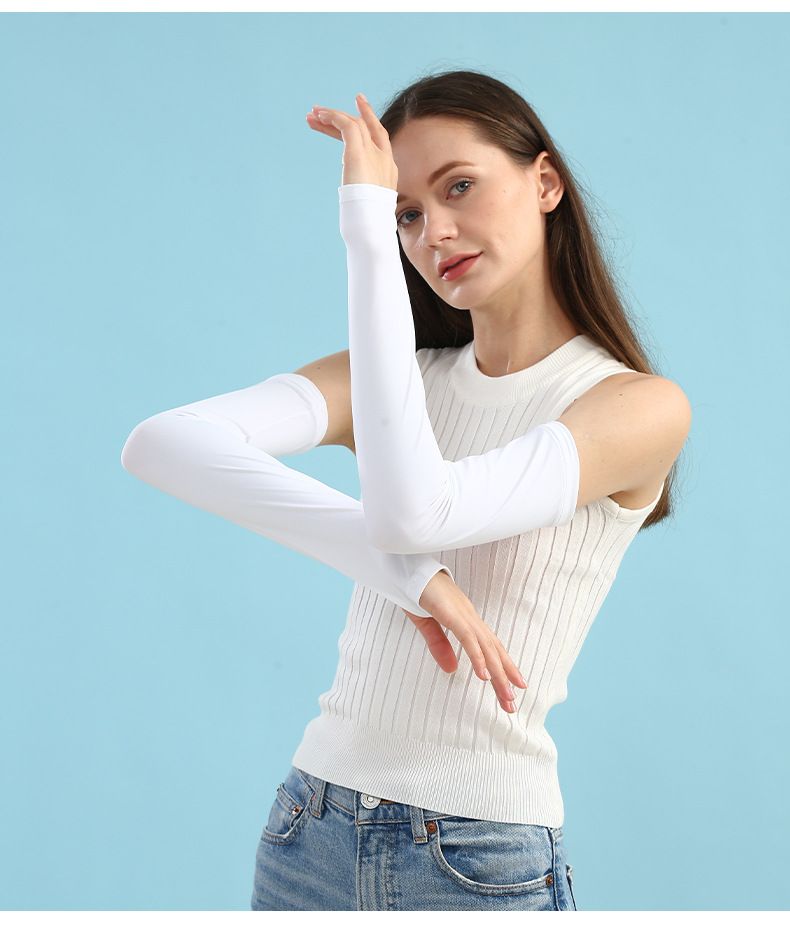 Ruidong Sun per donna, protezione UV per guida e ciclismo, maniche lunghe senza dita in seta ghiacciata_voghion.com
