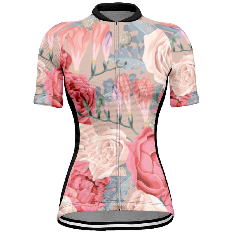Damen Outdoor-Radsport-Shirt Mountain Cross-Country Rennrad Floral Kurzarm-Oberteile Einfache Outdoor-Radsport-Kleidung für Mädchen_voghion.com