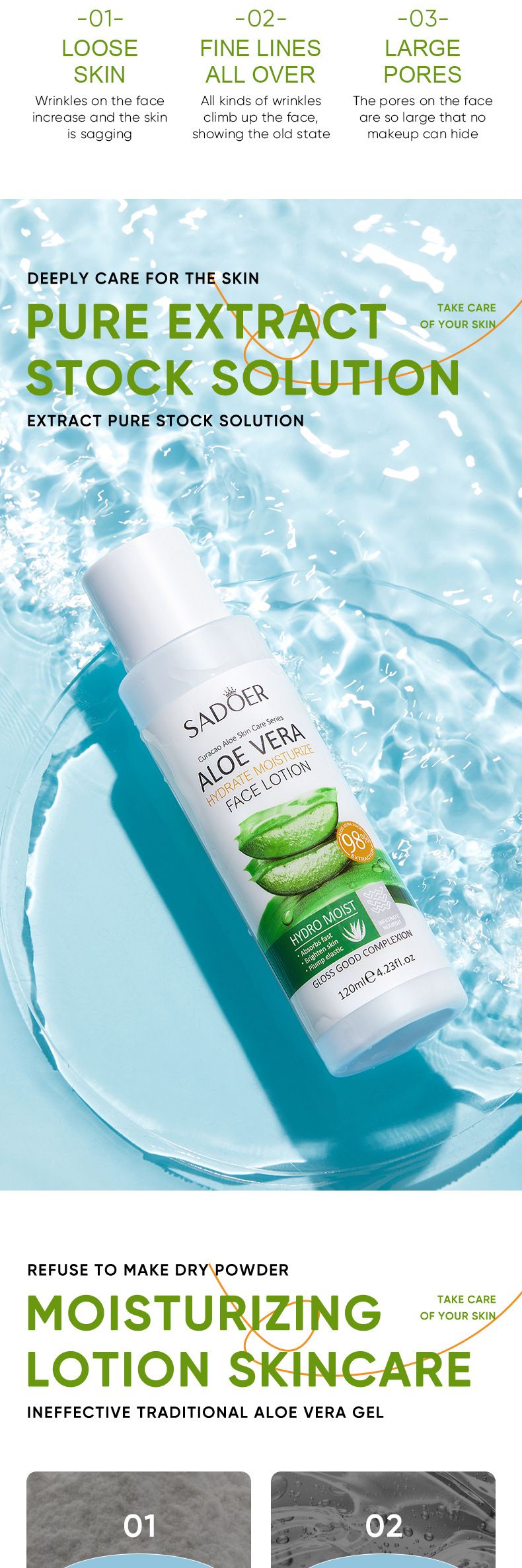 SADOER Aloe Vera Hydrating And Soothing Lotion 120ml Hydrating And Moisturizing Skin Facial Moisturizing Lotion_voghion.com