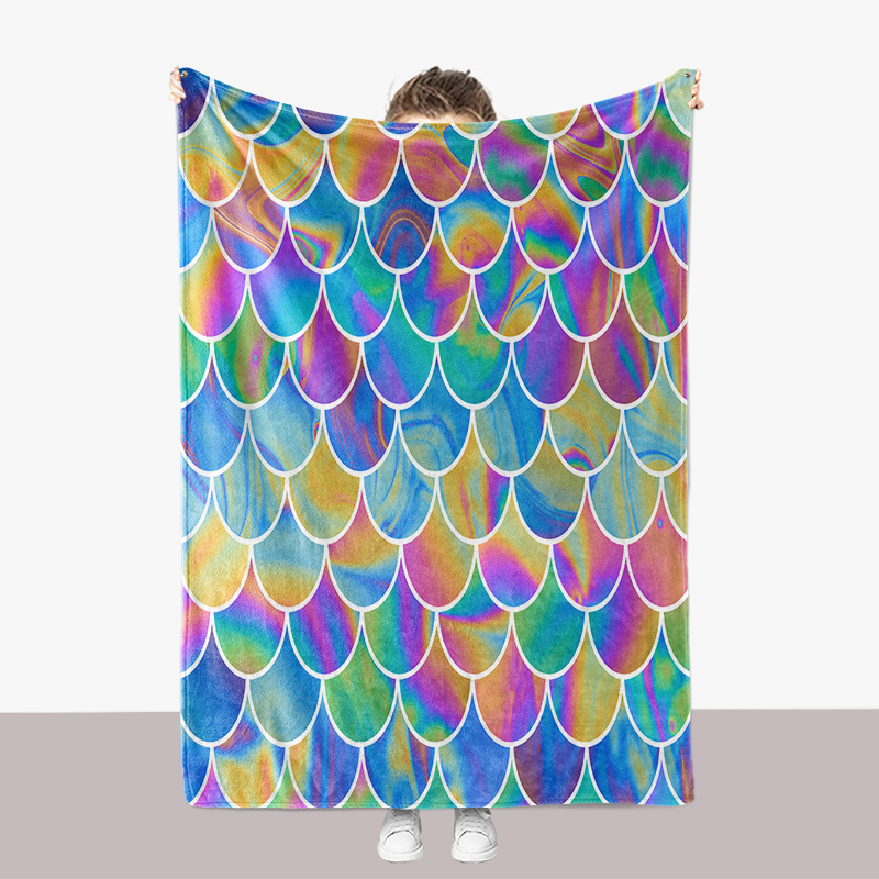 Modische, verdickte Flanelldecke mit 3D-Druck aus Fischschuppen-Serie_voghion.com