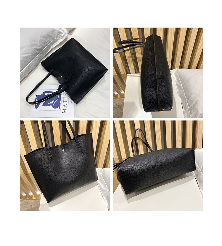 Women's Bags Tote Bag Lychee Pattern Handbag Version Tassel Shopping Bag Large Capacity Women's Tote Bag_voghion.com