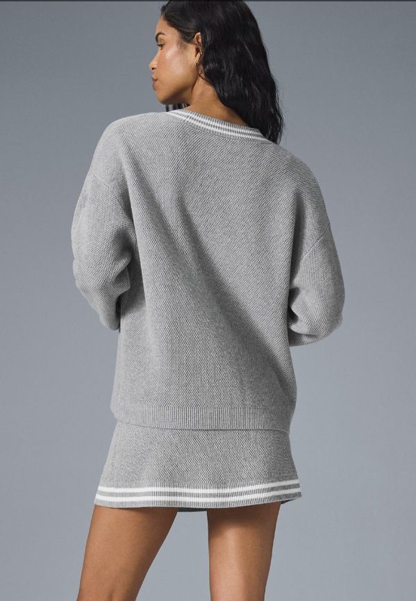 Atmungsaktives Strick-Baseballkleid für Damen im Freien mit Strickjacke – weiches Stretch-Polyester-Mischgewebe, locker sitzende Freizeitsportbekleidung zum Laufen, Yoga und für den Alltag_voghion.com