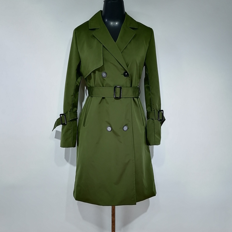 Zweireihiger Trenchcoat für Damen, klassischer Reversmantel, schmale Jacke_voghion.com
