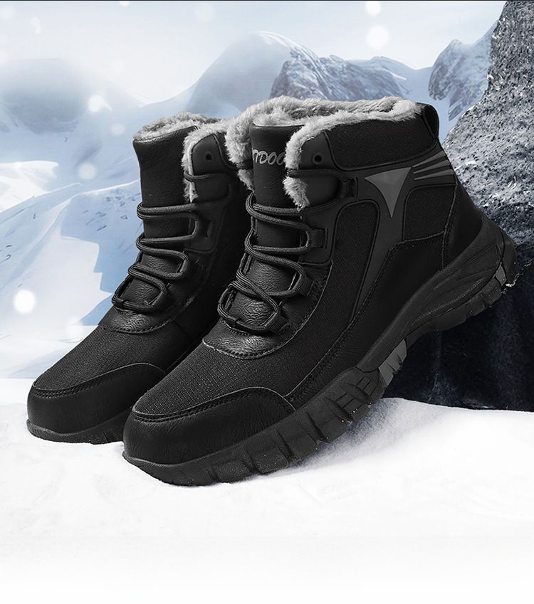 Grensoverschrijdende antislip wandelschoenen in grote maten, sneeuwlaarzen voor heren, gevoerd met fleece, verdikte sneaker, waterdicht, koudebestendig, warm, hoge katoenen laarzen voor heren_voghion.com