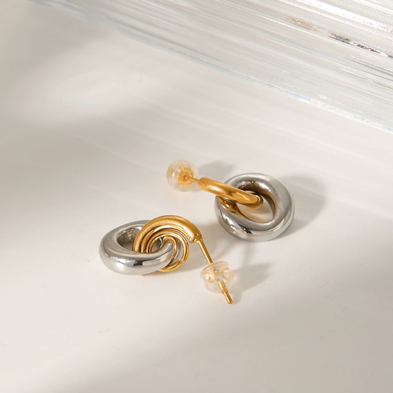 Orecchini pendenti rotondi da donna in acciaio inossidabile placcato oro, accessori per gioielli di moda, regalo_voghion.com