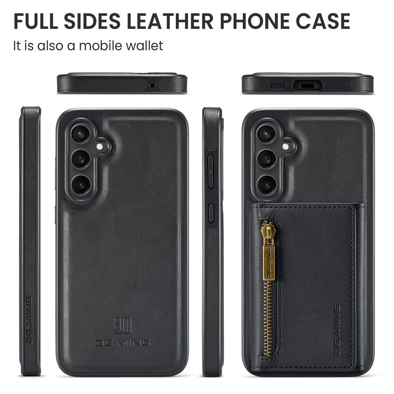 M5 voor Samsung S23 FE magnetische draadloze oplaadhoes S23 FE twee-in-één anti-diefstalborstel portemonnee beschermhoes_voghion.com