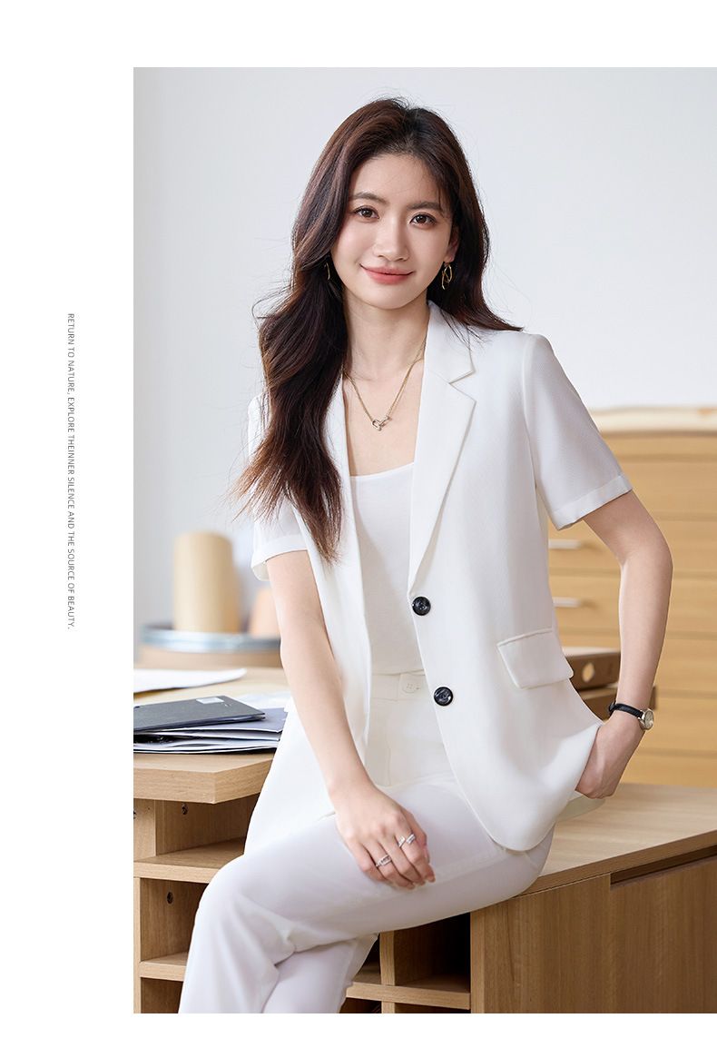 Hinten Schlitz Kurzarm Professionelle Anzug Für Frauen 2025 Sommer Neue Stil Temperament Pendeln Mode Lässig_voghion.com
