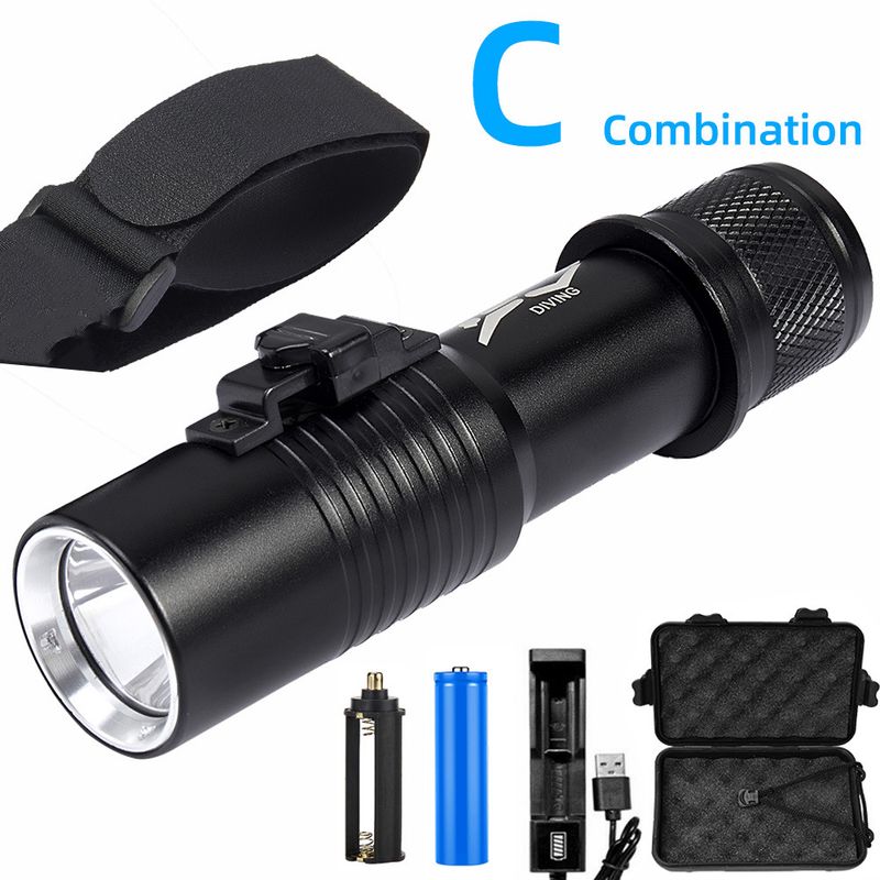LED Magnetic Control Hand Push Wasserdichte Taschenlampe Wiederaufladbare Outdoor Notfall Aluminium Legierung Tauchen Taschenlampe_voghion.com
