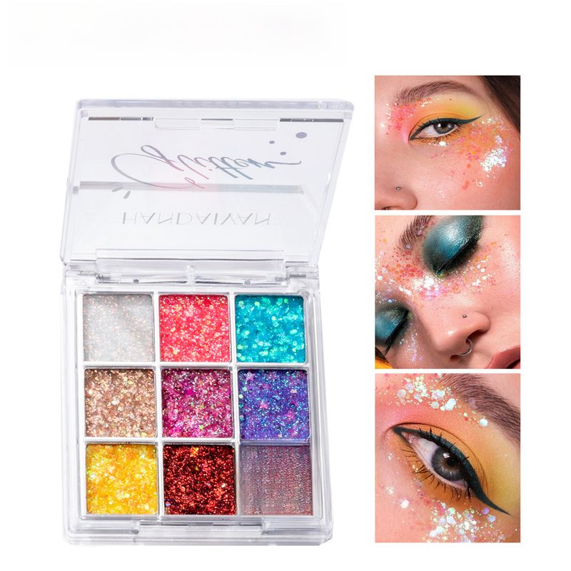 Shining Stage Makeup Dia de Ano Novo Performance Boate Shining Patch Nove Cores Lantejoulas Sombras Prato_voghion.com