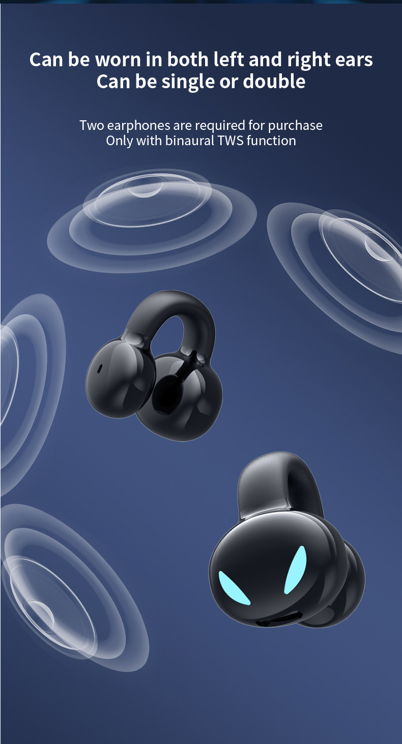 Nye øreklips YX03 Bluetooth-hodesett Trådløse øredobber med ett øre Utadvendt forretningssporthodesett_voghion.com