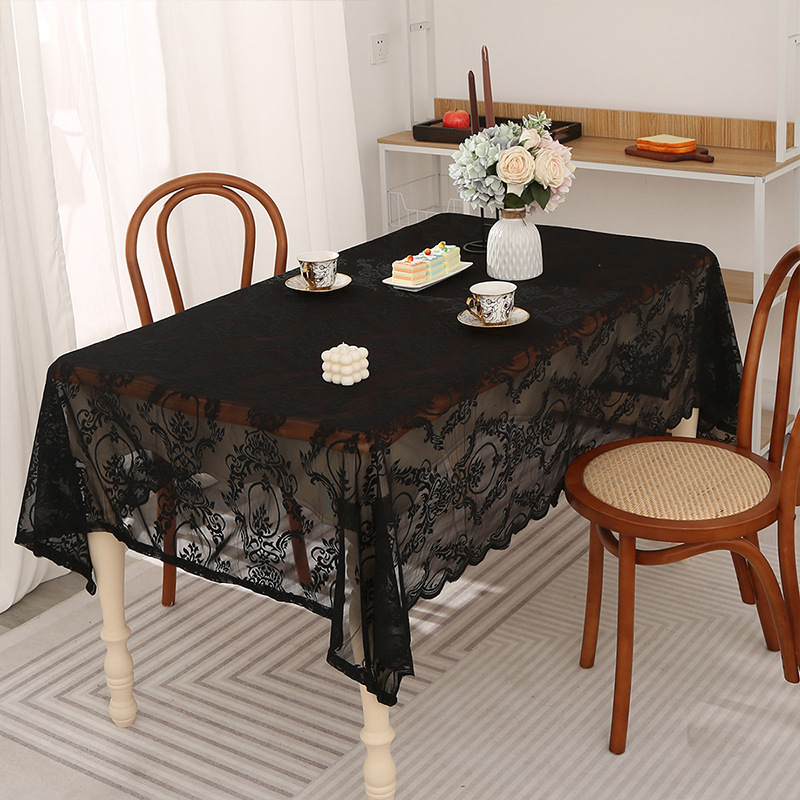 Französische Spitzentischdecke im Prinzessinnen-Stil, dekorative Tischdecke, weiß, rechteckig, amerikanische Esstischdecke, Teetischdecke, Matte_voghion.com
