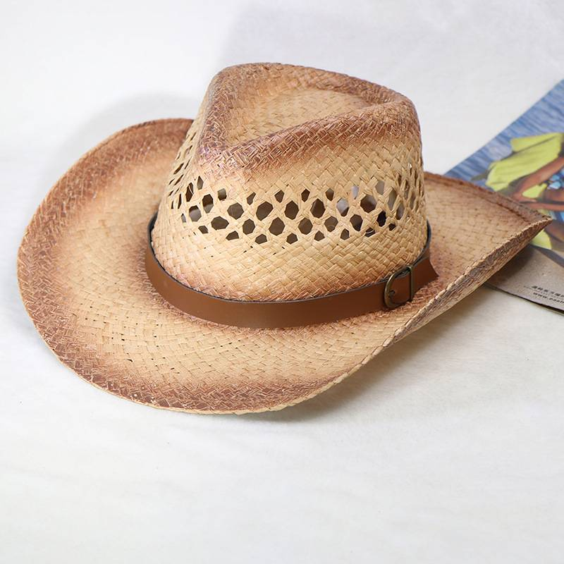 Hot selling heren en dames raffia Western cowboyhoed zonnehoed strandhoed strohoed_voghion.com