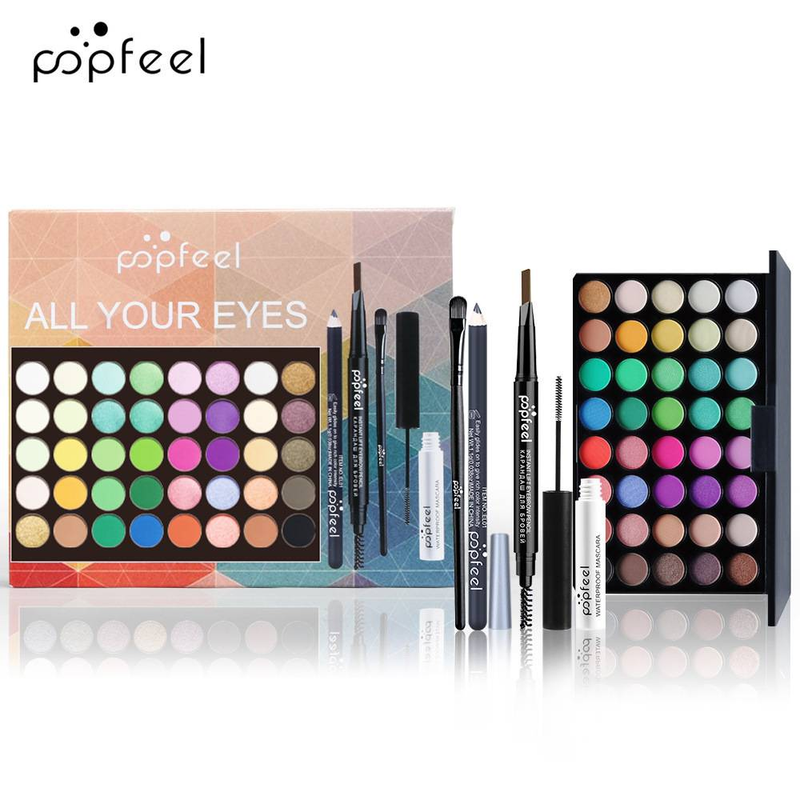 Aplauzuma komplekts Eyeshadow Brow pencil Mascara Eyeliner Acu sejas komplekta kombinācija_voghion.com