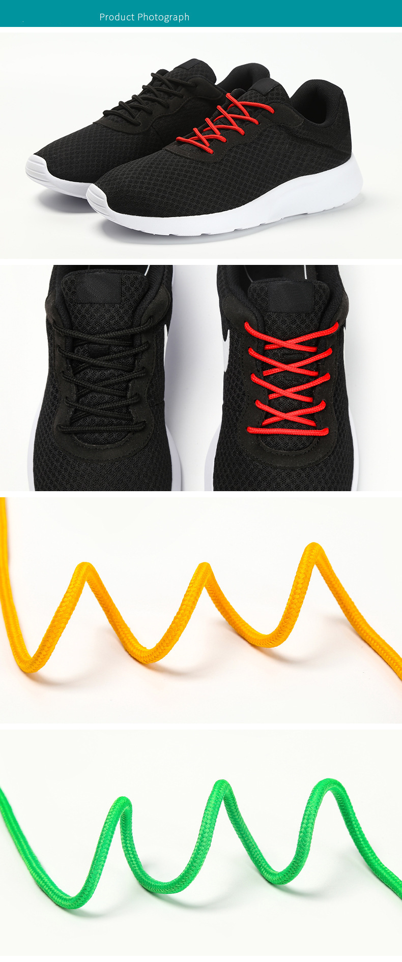 Shoe Accessories 4mm colorful polyester shoelaces suitable for coconut flying woven shoes, sneakers, hiking shoes, sneakers, hat ropes, trousers ropes_voghion.com