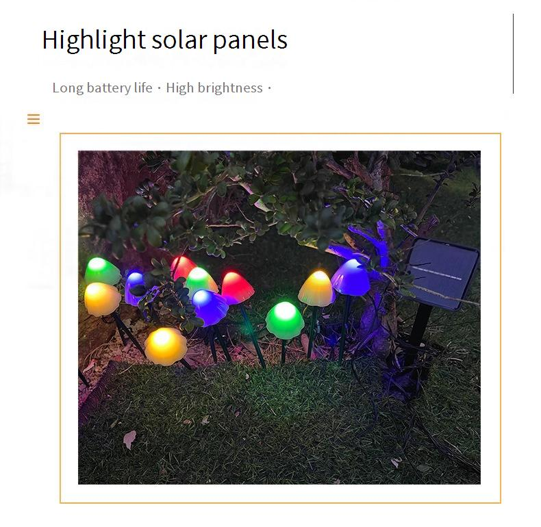 Solar Mushroom String Lights – 3M/5M/6.5M Outdoor LED Fairy Lights For Garden, Pathway, Camping (IP65 Waterproof, Remote Control)_voghion.com