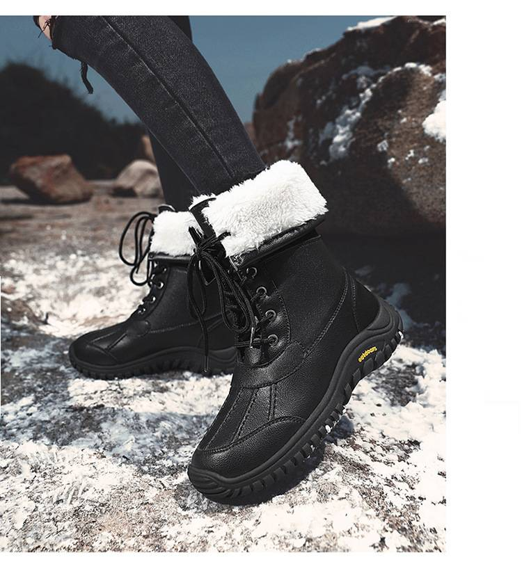 Bottes de ski d'hiver Northeast Outdoor Bottes de neige Martin Bottes Femmes Plus Velours Chaud Femmes Imperméables Antidérapantes Hautes Chaussures en coton à la mode_voghion.com