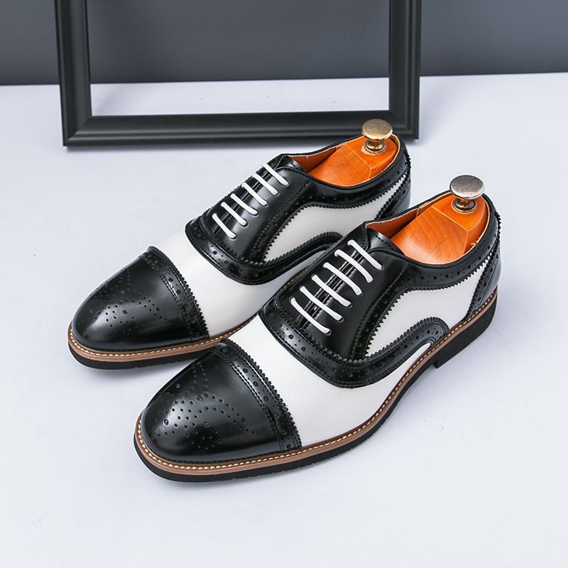 New Men's British Brown Business Derby Shoes Leather Lace-up Casual Office Black Men's Shoes Banquet Dress Wedding Oxford Shoes_voghion.com