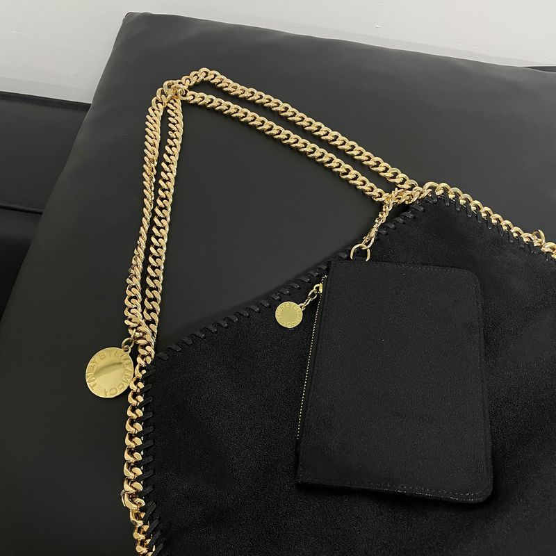 Stella Mccarey Falabella Große Einkaufstasche Designertasche Damen Schwarz Einkaufskette Taschen Geldbörse Messenger Leder Handtaschen_voghion.com