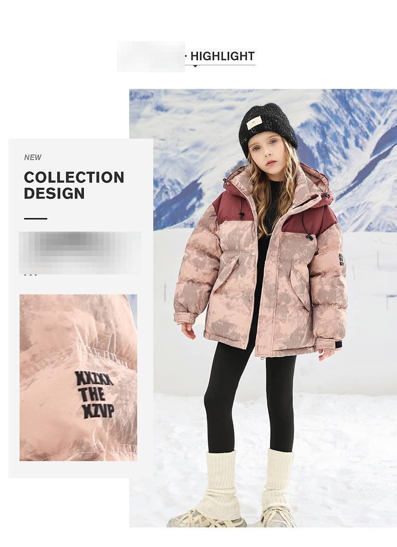 "Kids' Tie-Dye Winter Jacket – Warm & Stylish Cotton-Padded Coat For Boys & Girls (3-8 Years), Anchor Red & Green Color Options"_voghion.com