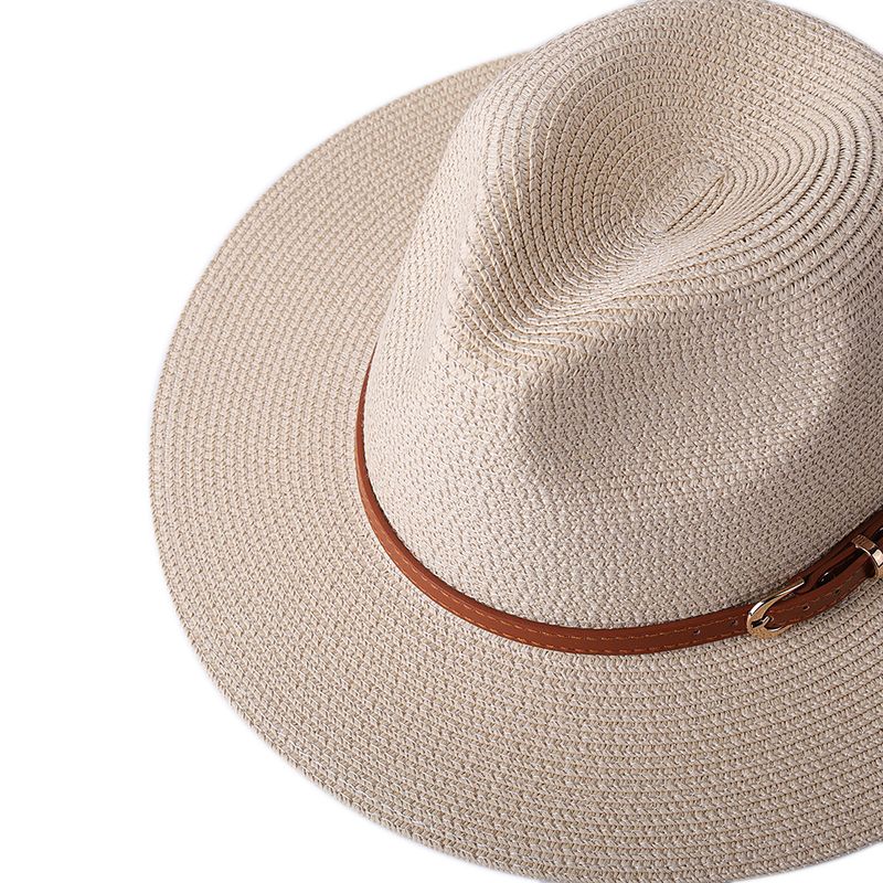 Nuovi arrivi 56-58-59-60CM Nuovo cappello Panama naturale morbido in paglia a forma di estate da donna/uomo con tesa larga e protezione UV da spiaggia Fedora_voghion.com