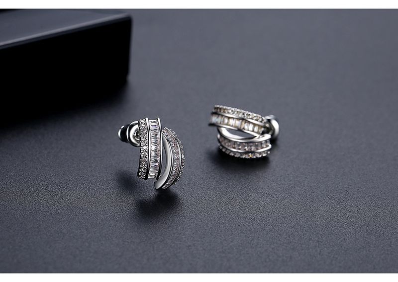 Damenschmuck, Vintage-Ohrstecker mit zweilagigen geometrischen Strasssteinen – elegantes U-förmiges Design für den täglichen Gebrauch, leichte Luxus-Ohrringe, Geschenke_voghion.com