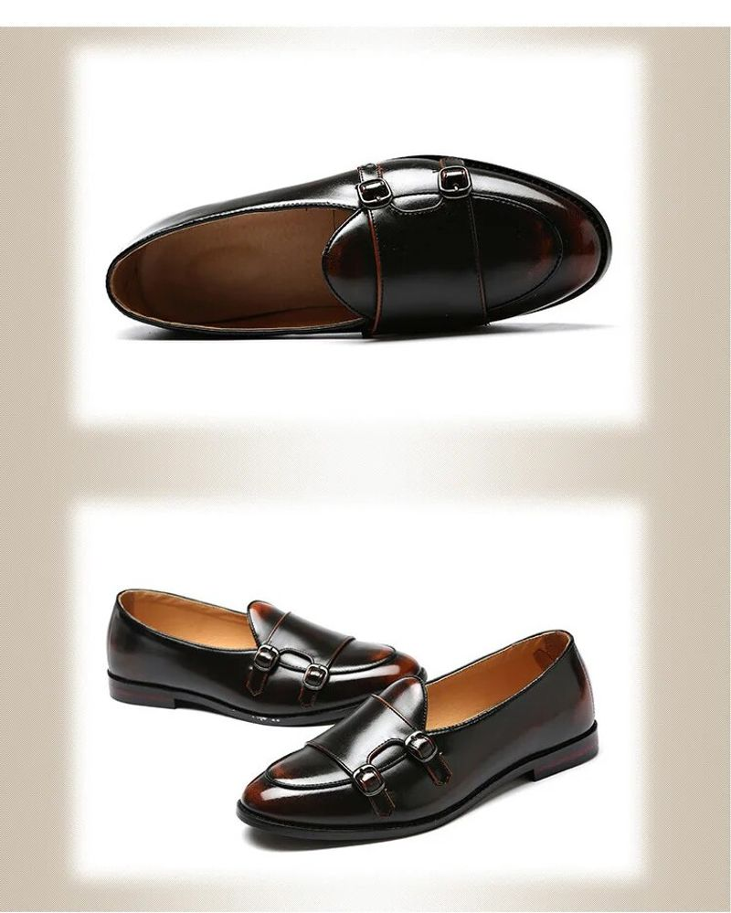 Herren Retro Patina Freizeit Lederschuhe Trendy Schnalle Party Hochzeit Schuh Herren Driving Flats Herren Mokassins Loafers EU_voghion.com