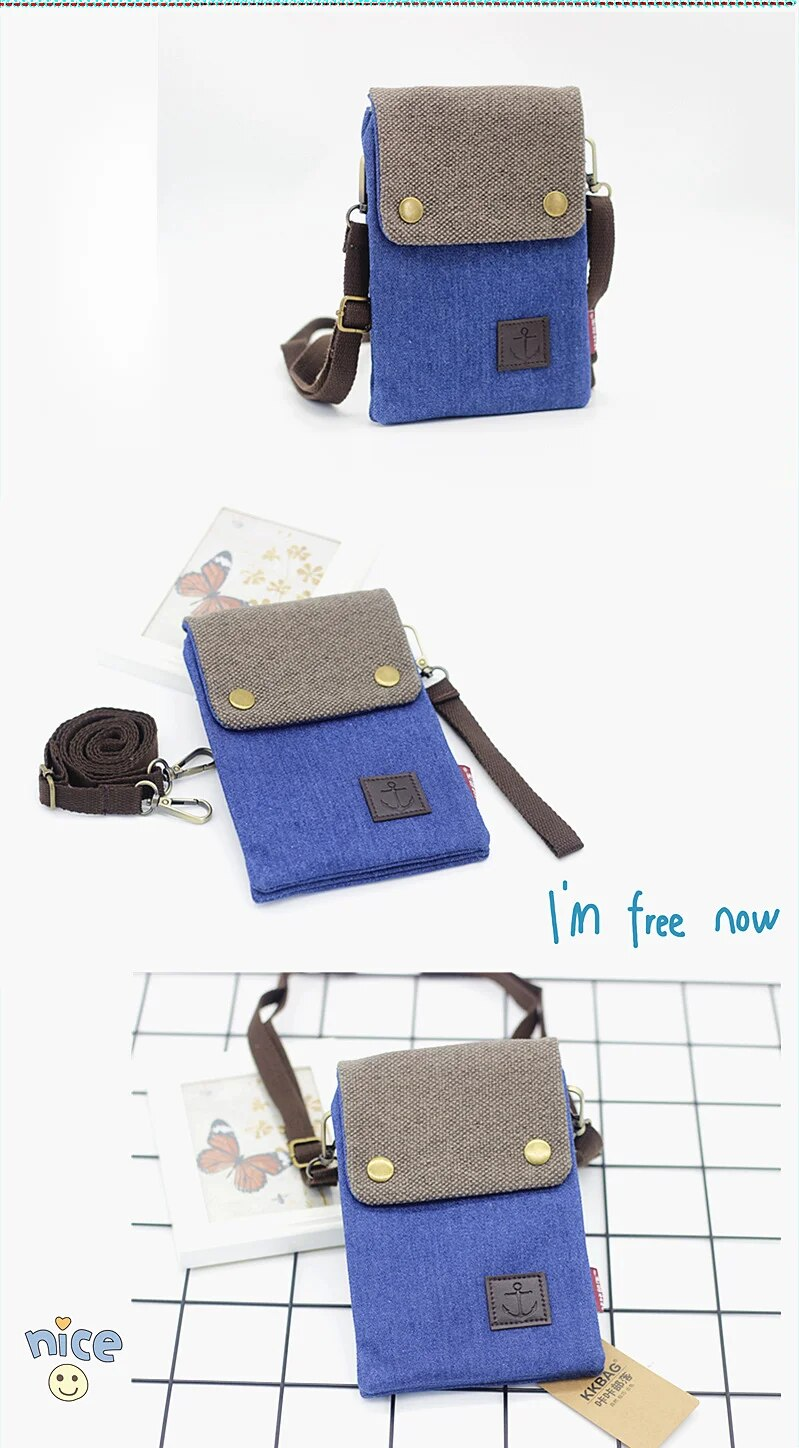 Denim Mobile Phone Bag Diagonal Cross Handbag Fashionable And Simple, Gender Neutral Small Bag For Men And Women, Change Mobile Phone Bag_voghion.com