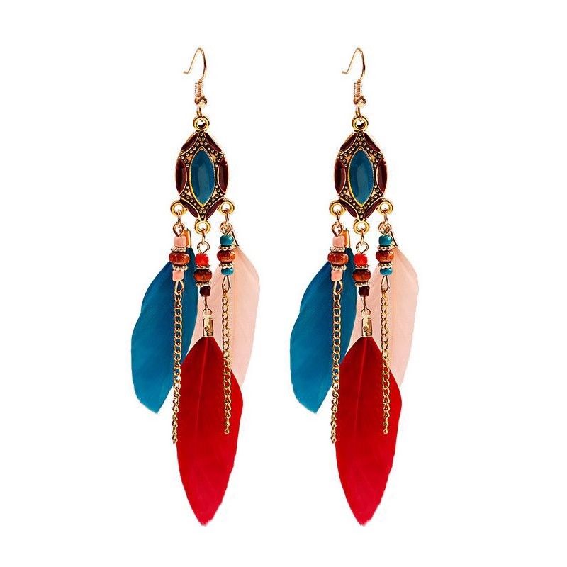 Ethnic Super Fairy Feather Earrings Without Piercing Bohemian Long High-end New Chinese Style Accessories Ear Clips For_voghion.com