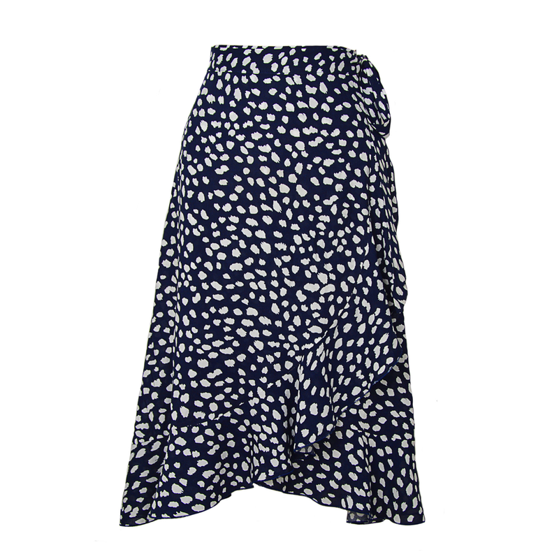 Jupe longue imprimée une pièce pour femmes, jupe décontractée irrégulière à lacets avec hanches_voghion.com