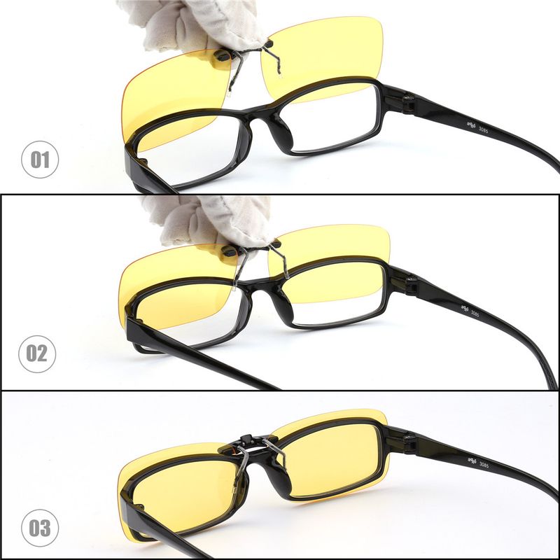 Randlos Rechteckeg Clip-on Sonnebrëller Liicht Polariséiert Brëller Männer Fraen UV400_voghion.com