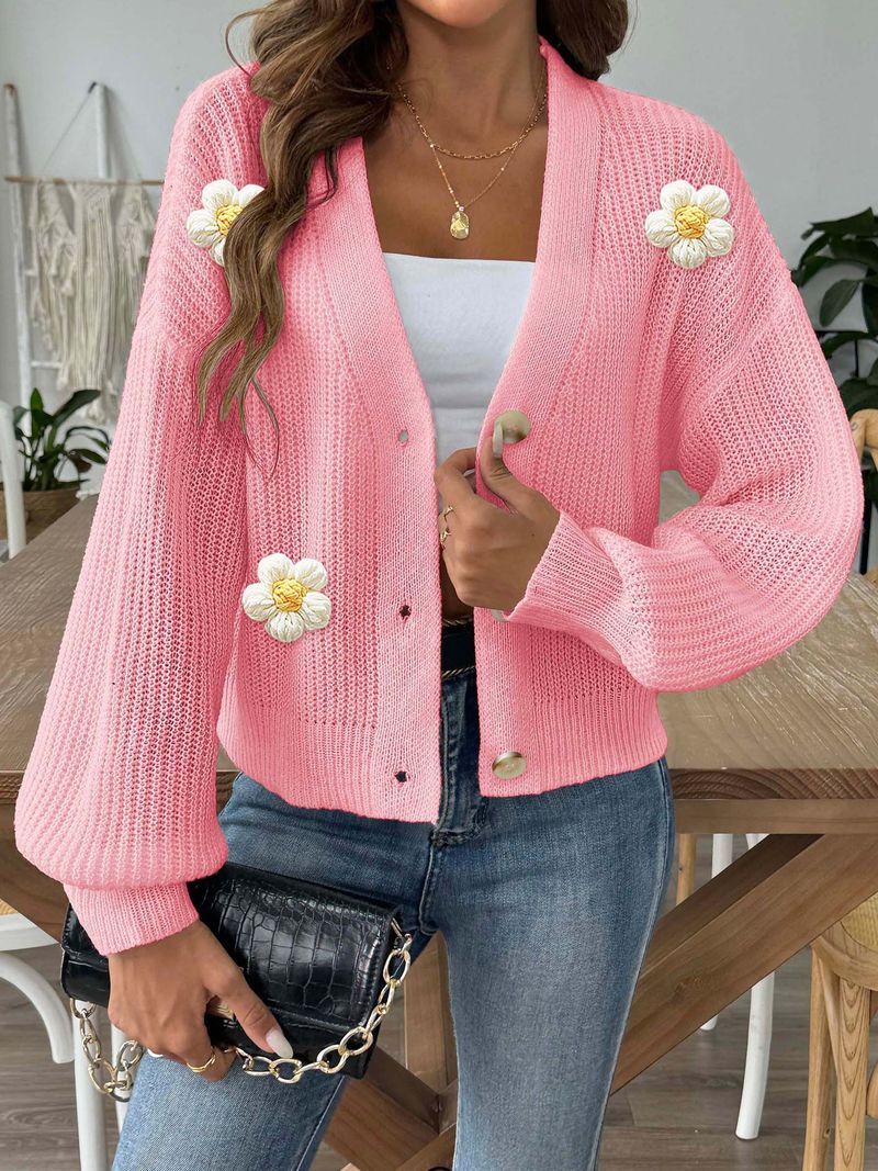 GraceChic GraceChic GraceChic Grenzüberschreitende Kleidung im europäischen und amerikanischen Stil Herbst Winter Handgehäkelter Patchwork-Strickpullover für Damen Kurz_voghion.com