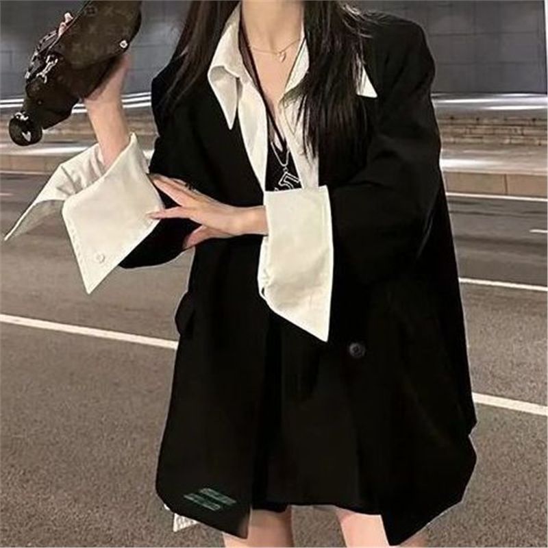 2024 Spring And Autumn New Korean Style Patchwork Blazer + Belted Skirt Pants High-End Fashion Two-Piece Set For Women_voghion.com
