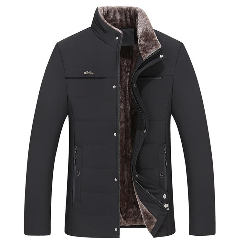 Winter Men's Jacket Warm Fleece Business Casual Stand-up Collar Jacket Parker Thick Coat -30 Degrees Warm Fur Collar_voghion.com