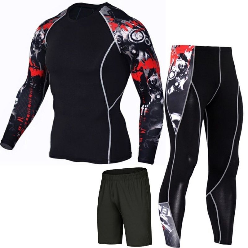Men's Sports Fitness Clothing Sweat-wicking Running Marathon Tight-fitting Quick-drying High Elastic Two Three_voghion.com