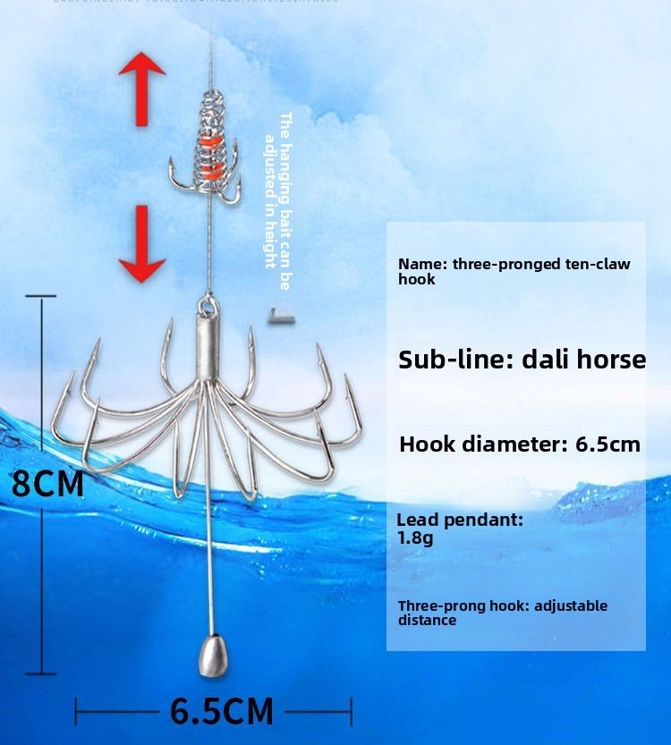 Neu Zehn Klaue Anker Gebunden Gott ICH Liebe Erfindung Automatische Angeln Getriebe Fisch Haken_voghion.com