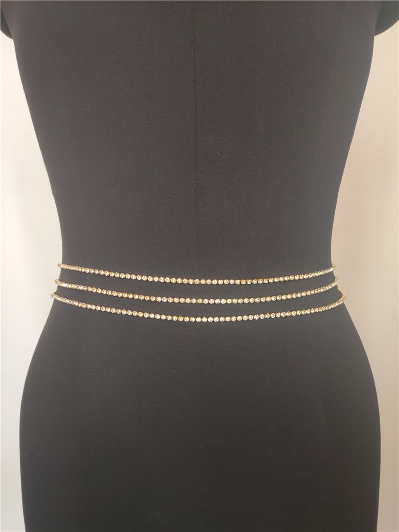 Gioielli da donna con catena in vita con diamanti scintillanti e tripli con diamanti singoli_voghion.com