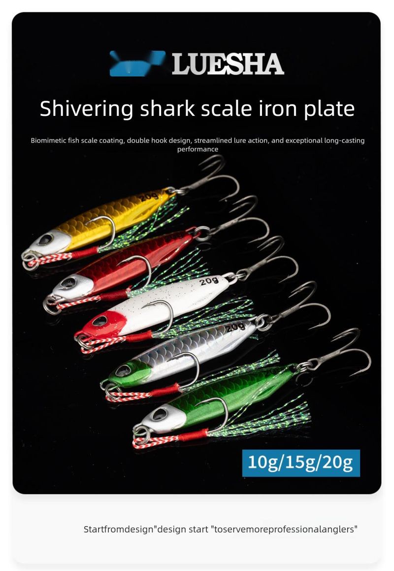 Shark Skimmer|Iron Long Casting Double Hook Iron Plate Lead Fish Lure Metal Slow Jigging Mackerel Sea Fishing Bait_voghion.com