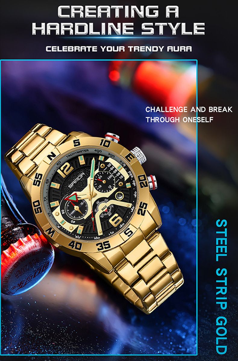 Men's Watch Business Six-pin Waterproof Calendar Men's Watch Timing Multi-functional Quartz Watch_voghion.com