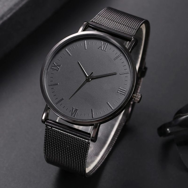 Men's Fashion Versatile Casual Belt Quartz Watch Business Watch Two-piece Set Men's Watch Daily Birthday Anniversary Valentine's Day Gift_voghion.com