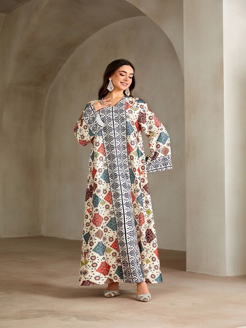 Elegant Muslim Abaya Dress For Women - Modest Long Sleeve Loose Fit Islamic Prayer Gown - S/M/L/XL/XXL_voghion.com